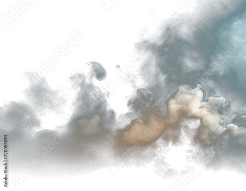 Realistic fog effect on transparent background, enhancing atmosphere and adding depth to your designs photo