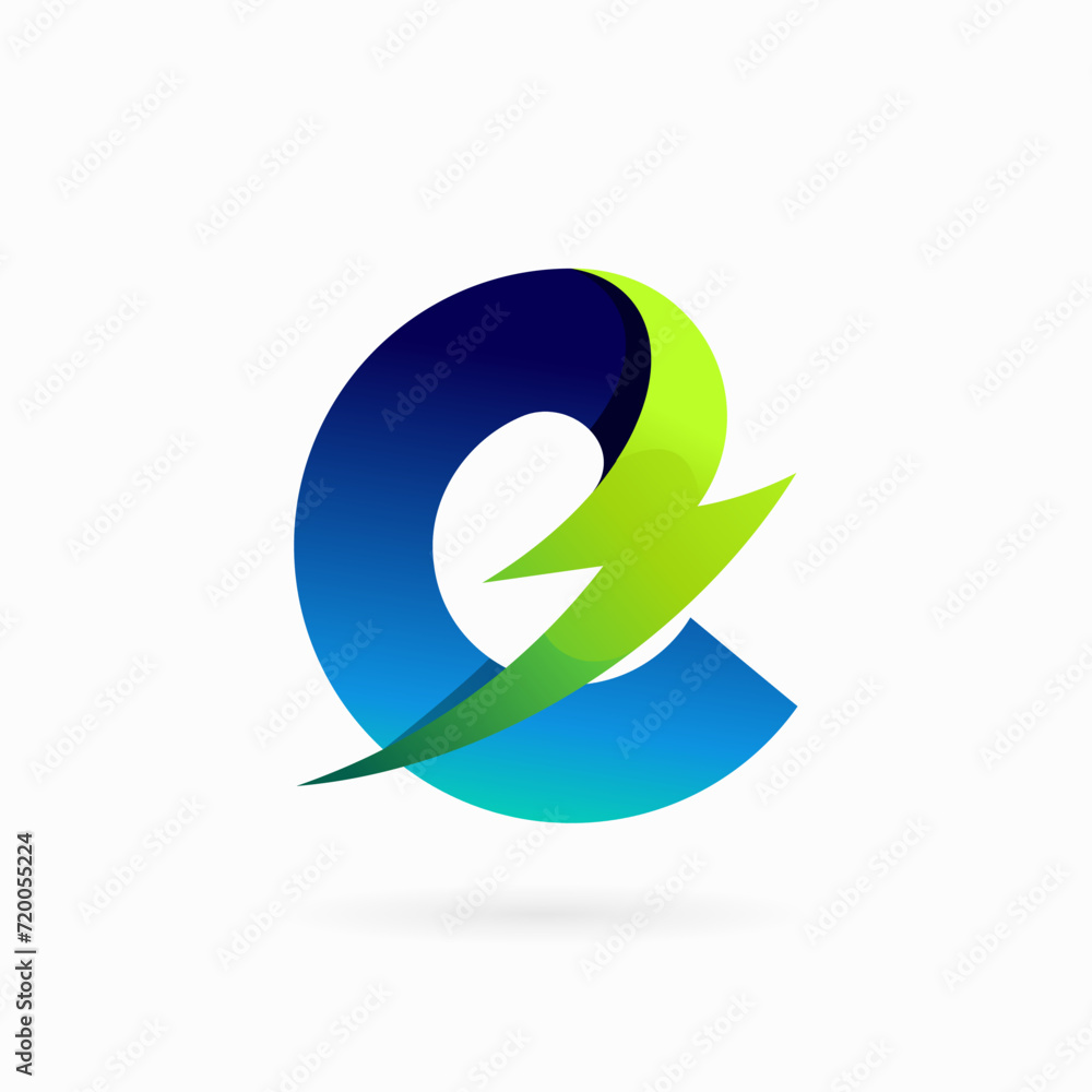 Letter E electrical icon with electrical shapes combination concept Letter E electrical icon with electrical shapes combination concept