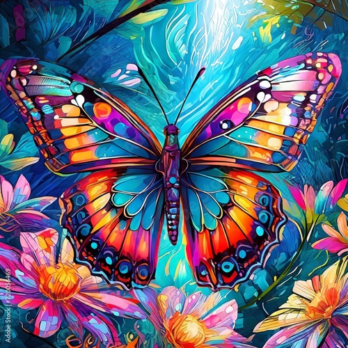 Vividly colored butterfly 