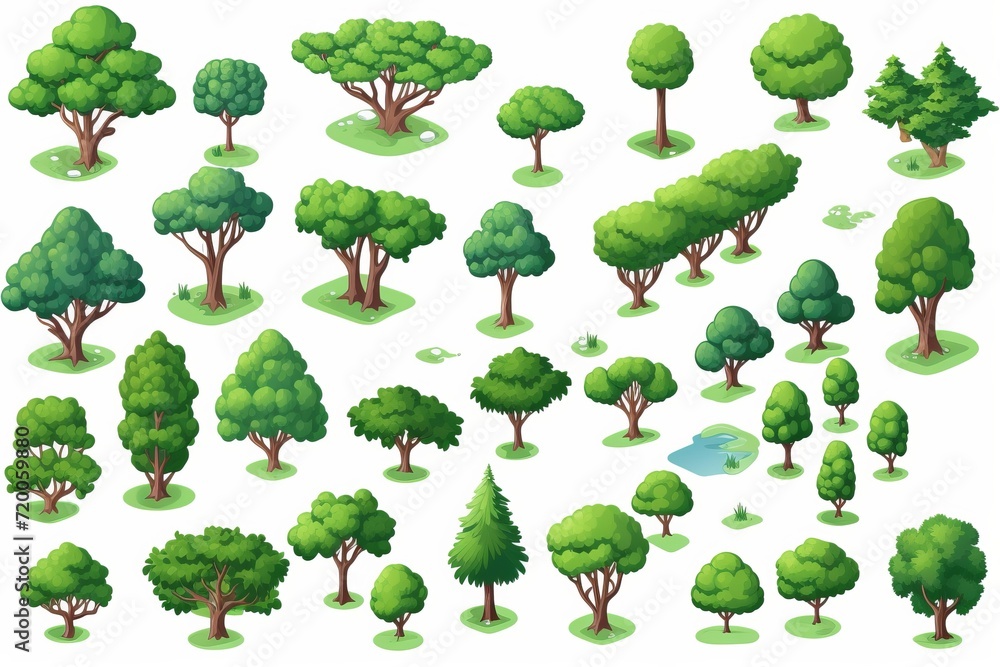 Isometric Vector Art Sprite Sheet, Depicting a Vibrant Park Area with Fountains and Recreational Spaces, on an Isolated White Background, Generative AI Isometric Vector Art Sprite Sheet, Depicting a Vibrant Park Area with Fountains and Recreational Spaces, on an Isolated White Background, Generative AI