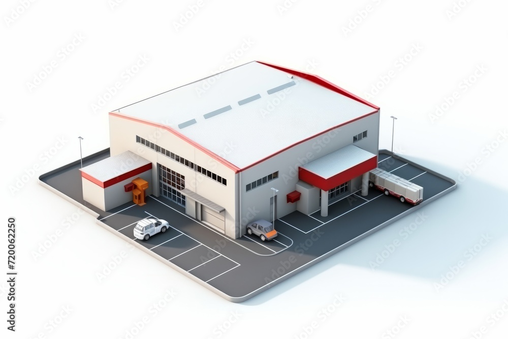 Isometric View Compact Warehouse Building, Featuring Storage and Logistics, on an Isolated White Background, Generative AI Isometric View Compact Warehouse Building, Featuring Storage and Logistics, on an Isolated White Background, Generative AI