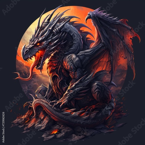 dragon character for t-shirt mockup design