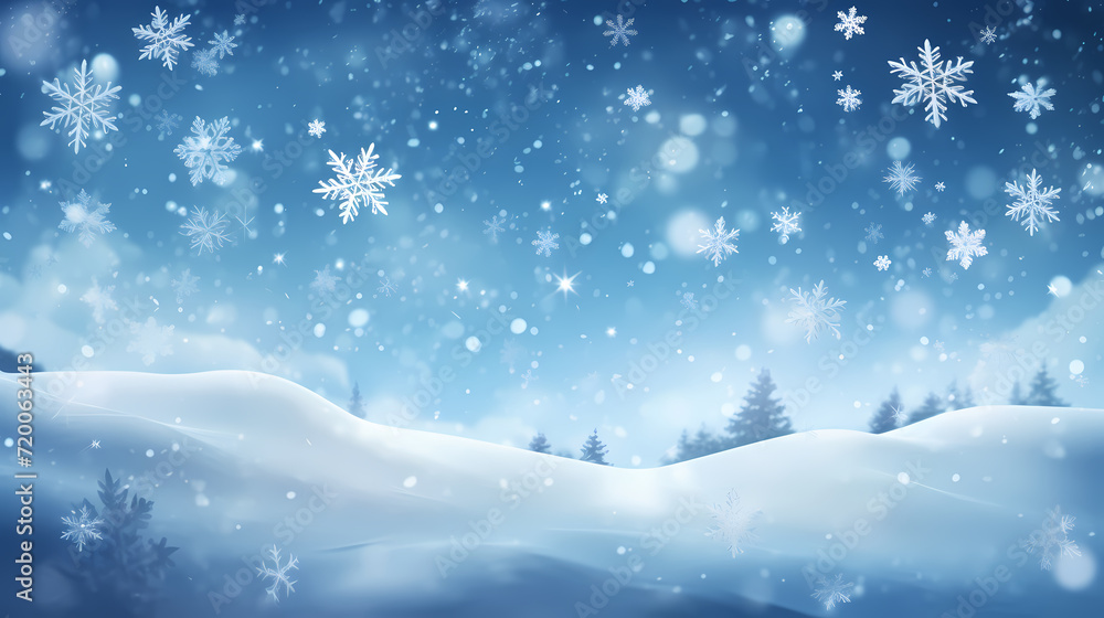 Beautiful winter Christmas glowing background with falling snowflakes, winter background Beautiful winter Christmas glowing background with falling snowflakes, winter background