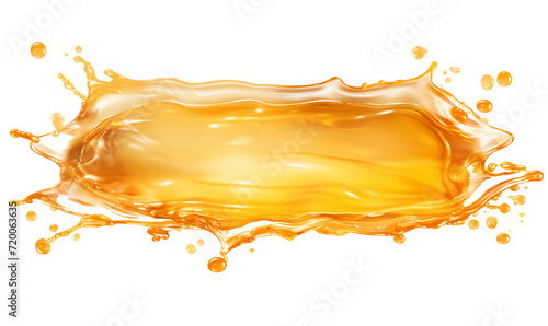 Captivating golden honey splash suspended in mid air, isolated on pristine white background