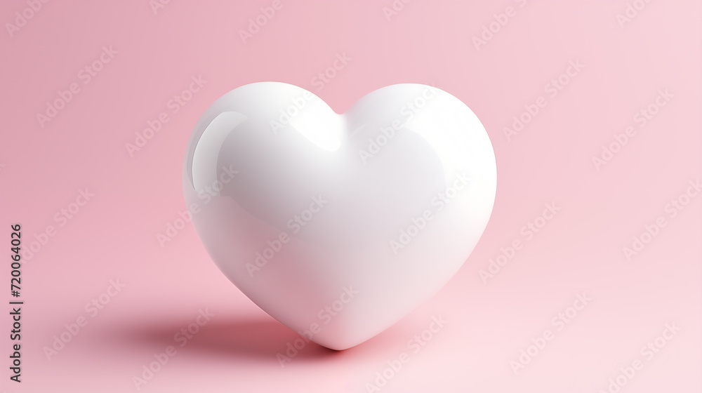 
A simple yet elegant 3D illustration of a white heart on a soft pink background, embodying a clean and modern aesthetic of love.
