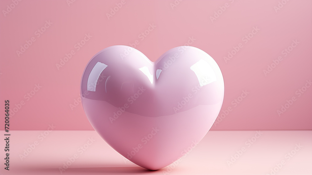 A 3D render of a glossy pink heart shape is presented against a matching soft pink background, symbolizing love and affection.
A 3D render of a glossy pink heart shape is presented against a matching soft pink background, symbolizing love and affection.