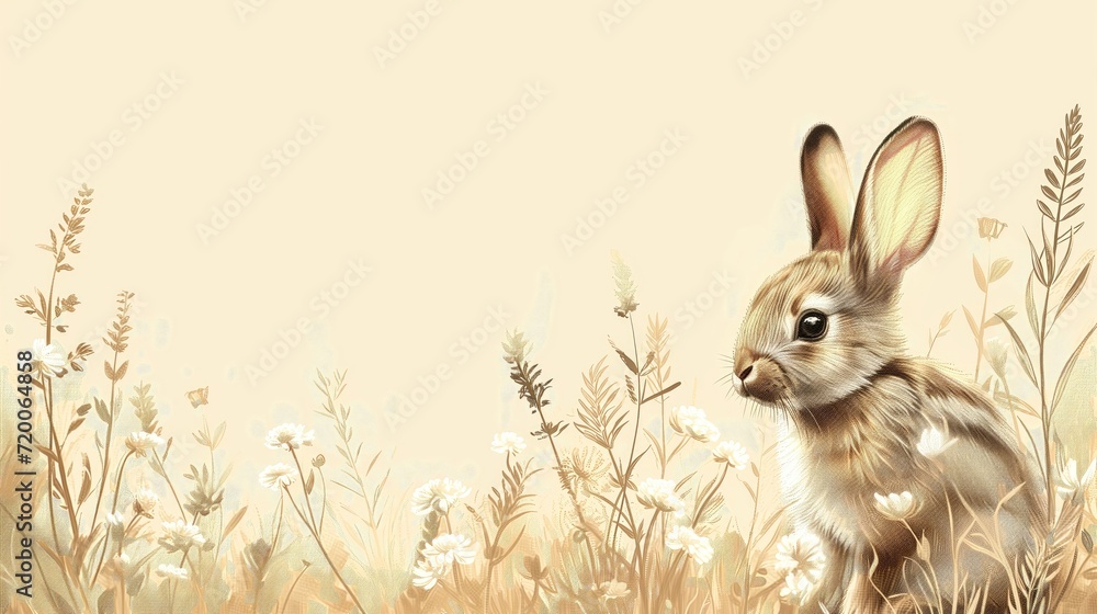 Drawing of a little bunny sitting in the grass