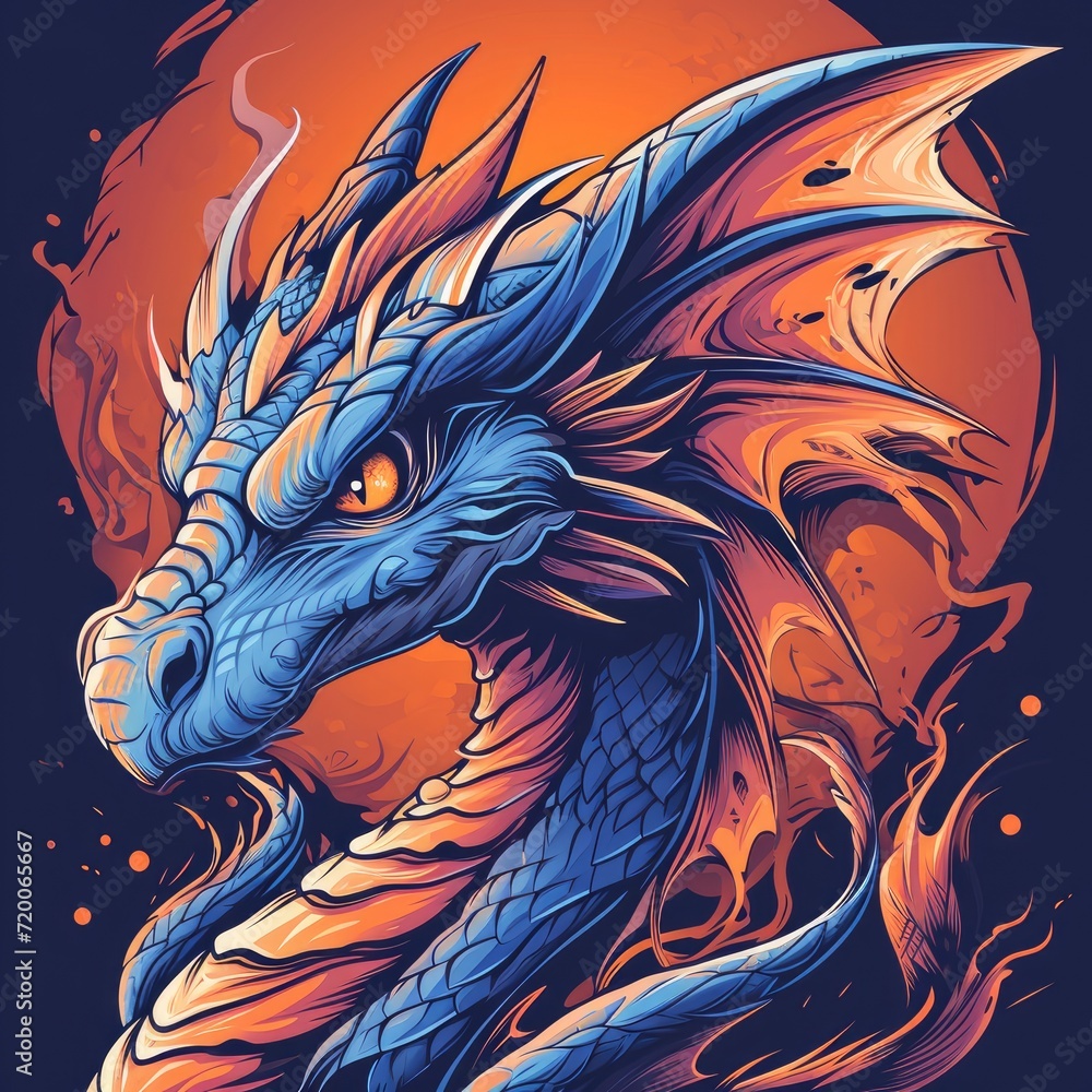 dragon character for t-shirt mockup design