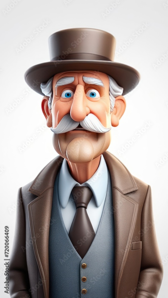 A cartoon old man with a mustache