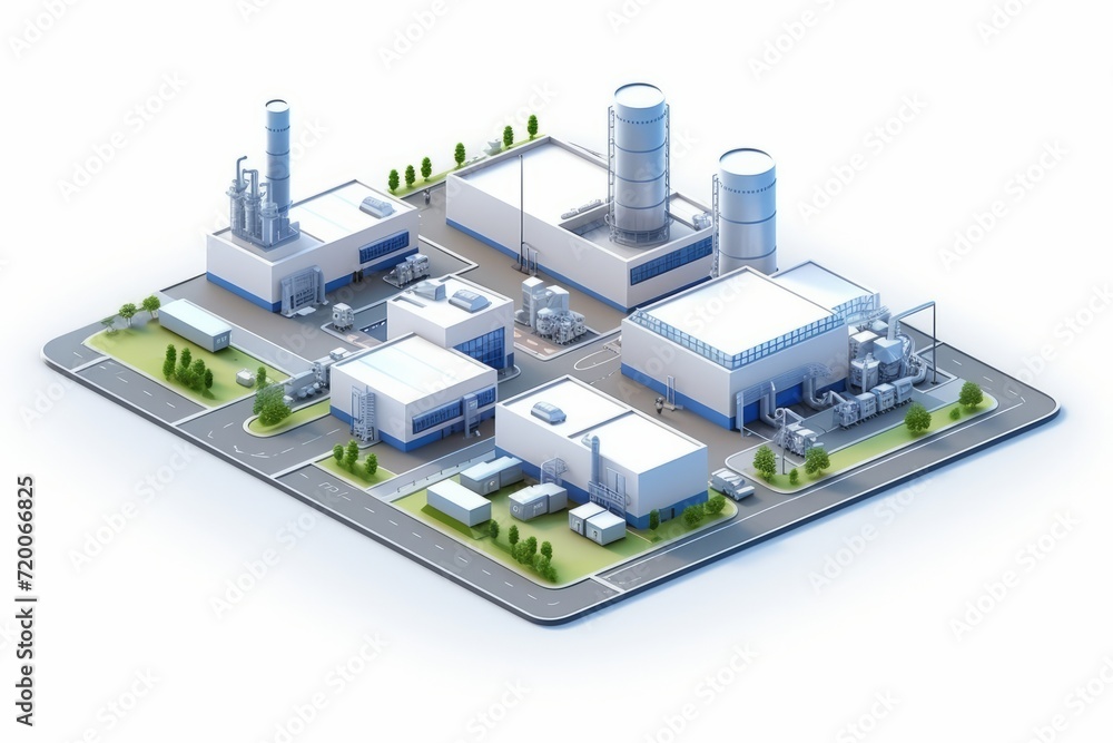 Isometric View Production Hall with Machinery and Assembly Lines, on an Isolated White Background, Generative AI Isometric View Production Hall with Machinery and Assembly Lines, on an Isolated White Background, Generative AI