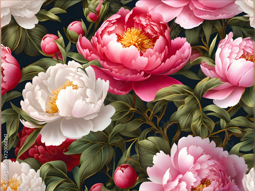 Lunar New Year Opulence  Intricate Peony Floral Decorations Symbolizing Wealth and Prosperity. generative A