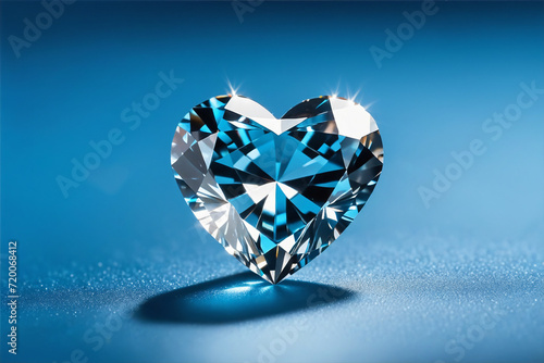 Heart shaped diamond on blue background