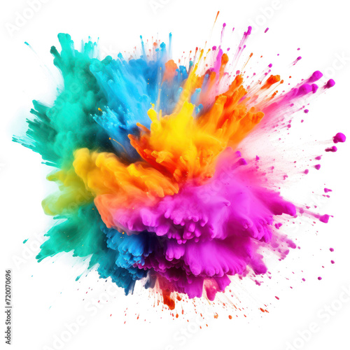 Bright one color holi paint color powder festival explosion burst on transparency background PNG © Sim