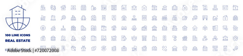 100 icons Real estate collection. Thin line icon. Editable stroke. Real estate icons for web and mobile app. photo