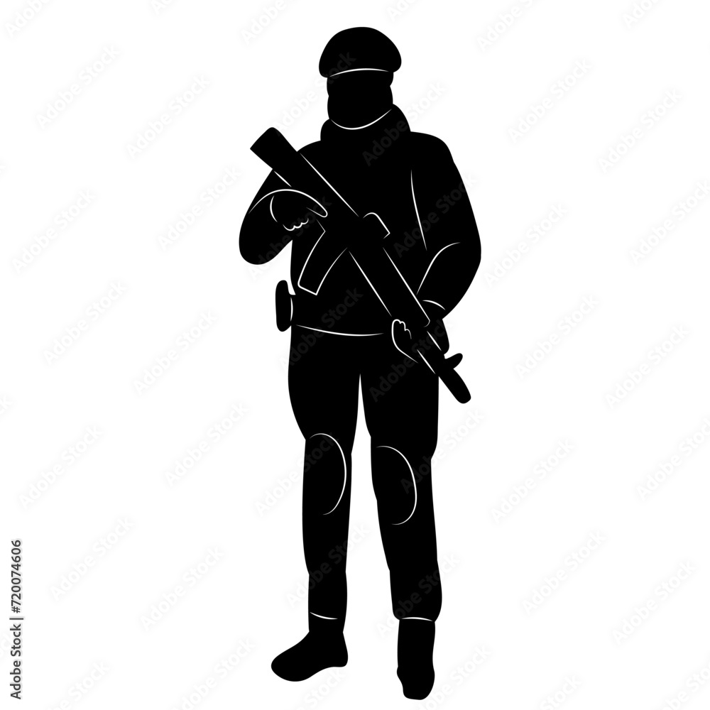 soldier silhouette on white background soldier silhouette on white background