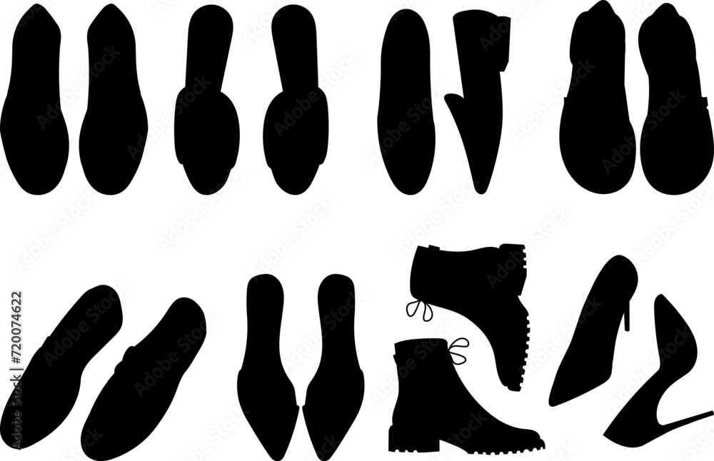 shoes silhouette on white background, vector shoes silhouette on white background, vector