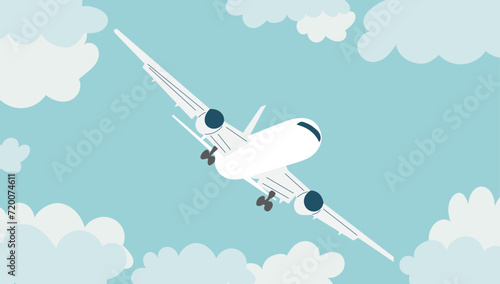Fototapeta Naklejka Na Ścianę i Meble -  passenger plane flies in the sky in flat style on a white background, vector