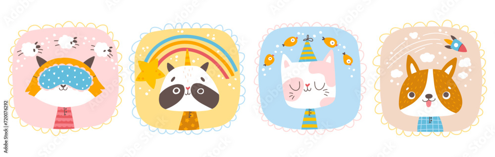 Εκτύπωση καμβά Cute animals set