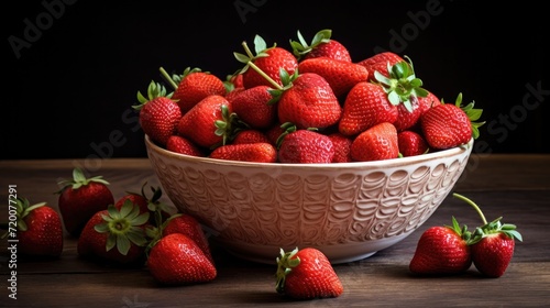 A bowl of strawberries on the table