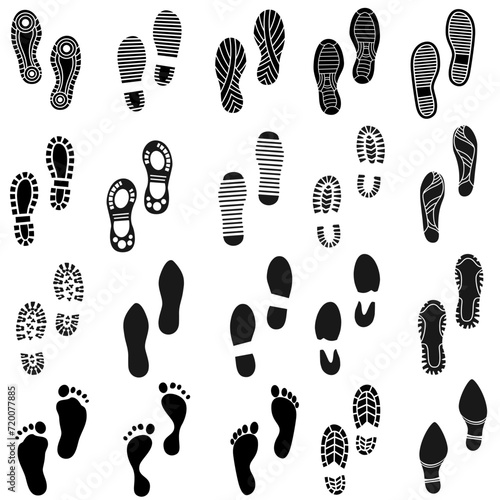 Shoe prints icon vector set. Footprints illustration sign collection. Shoes symbol or logo.