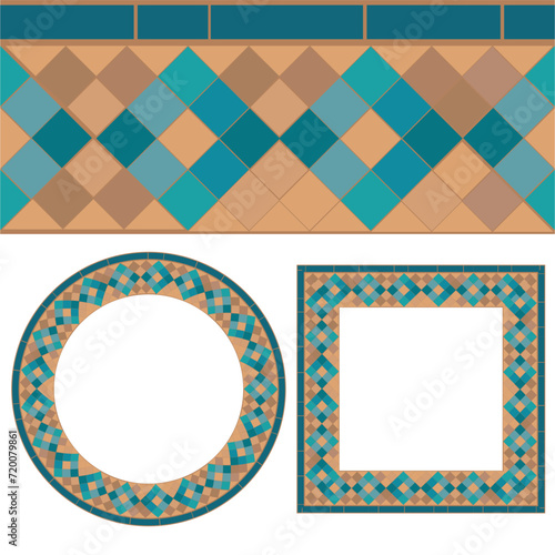 Cobalt blue color patterns from Ichan qala in Xiva city, Uzbekistan. Islamic patterns. Uzbekistan pattern.  photo