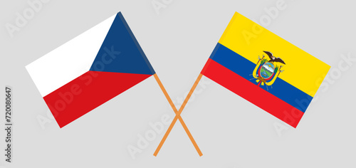 Crossed flags of Czech Republic and Ecuador. Official colors. Correct proportion photo