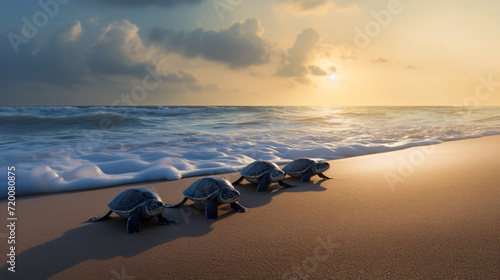 Newly hatched leatherback turtles photo