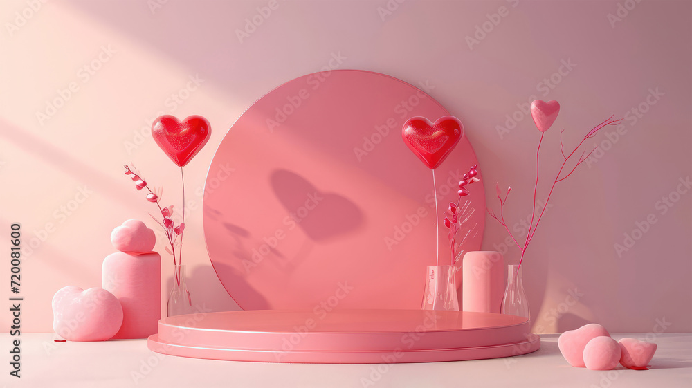 Professional Pink Podium Design for Valentine's Theme