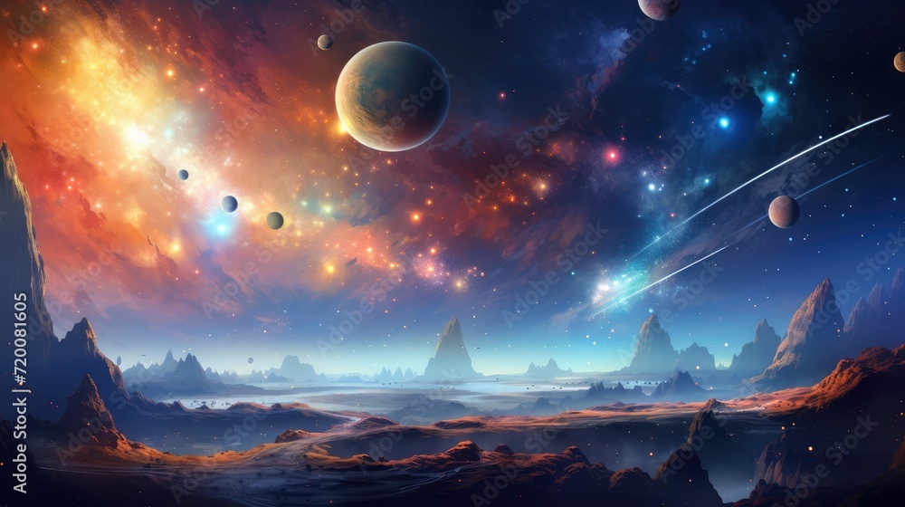 space landscape with planets, stars, galaxy. Exploration, space exploration, space program