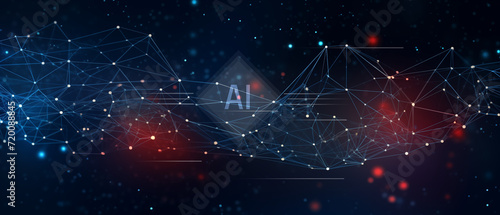 Abstrakter blauer Hintergrund. Illustration künstlicher Intellig, Big Data. Wissenschaftlicher Hintergrund. Komplexe Struktur von Big Data mit Verbindungen.  photo