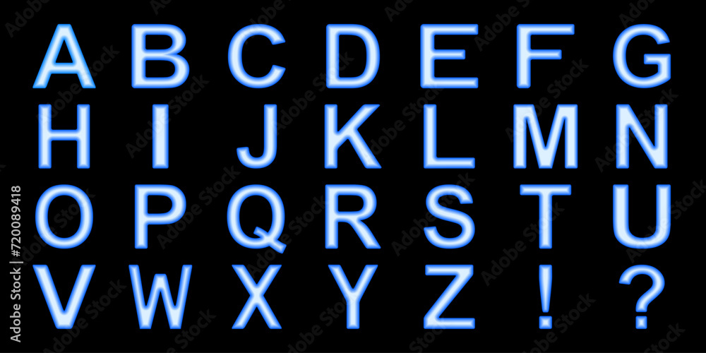 English alphabet on black background. Vector illustration