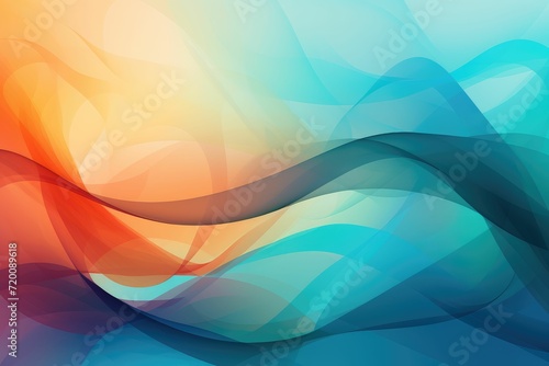 Colors of March, abstract background with teal, red and orange waves with copyspace for your text. March background banner for special and awareness day, week or month photo