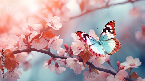a picture of a butterfly in cherry blossom © EnelEva