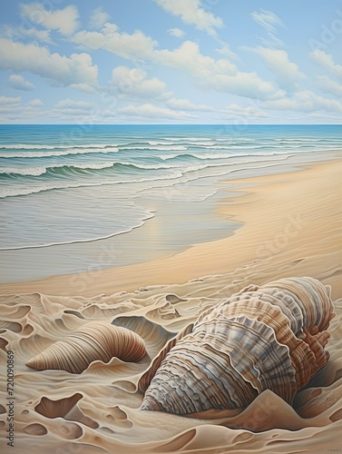 Rolling Hills Art: Beach and Seashell Compositions on Wind-Swept Beaches and Dunescape