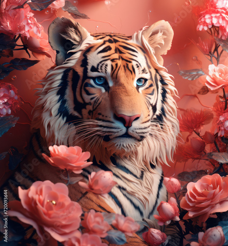 Pink tiger in the jungle  generative AI
