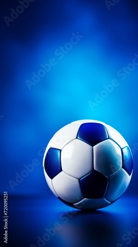 Classic Soccer Ball on Vibrant Blue Background