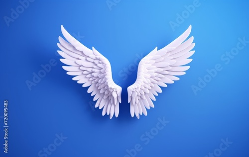 Ethereal White Wings on Blue Background