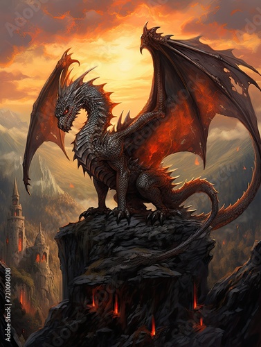 Fantasy Dragon Illustrations: Vintage Art Print, Canvas Print & Fire-Breathing Beasts © Michael