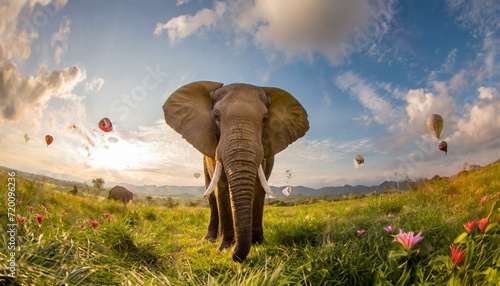 Elephant in a meadow