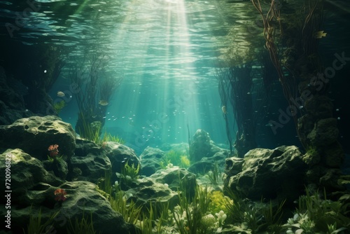 Serene Underwater World with Sun Rays © Andrei