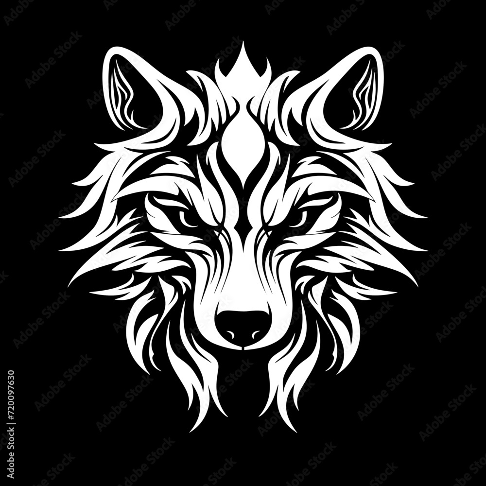Head of a wolf. Styling the head for your design. Vector illustration, isolated objects.
