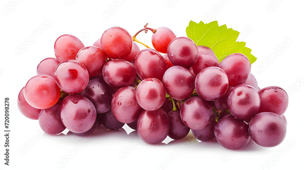 red grapes bunch isolated on white background.
