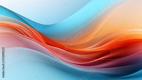 3d rendering of abstract background with smooth wavy lines in blue and orange colors. Generative AI