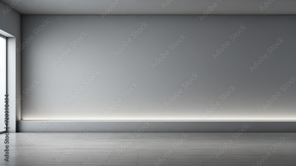 Modern bright interiors 3D rendering illustration with copy space on the wall. Generative AI Modern bright interiors 3D rendering illustration with copy space on the wall. Generative AI