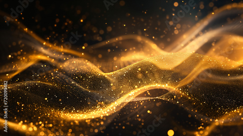 Abstract background with golden waves sparkles