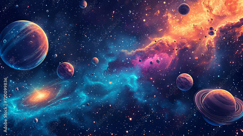 Cosmos texture with planets and stars in a galaxy. Cosmos texture with planets and stars in a galaxy.