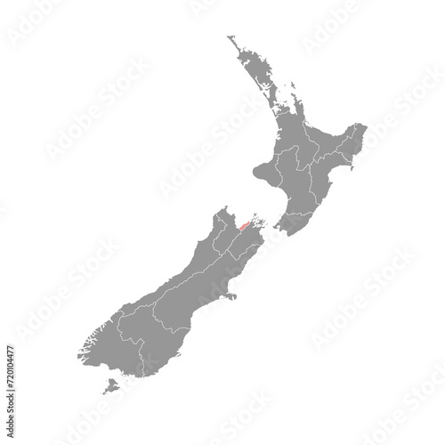 Nelson map, administrative division of New Zealand. Vector illustration.