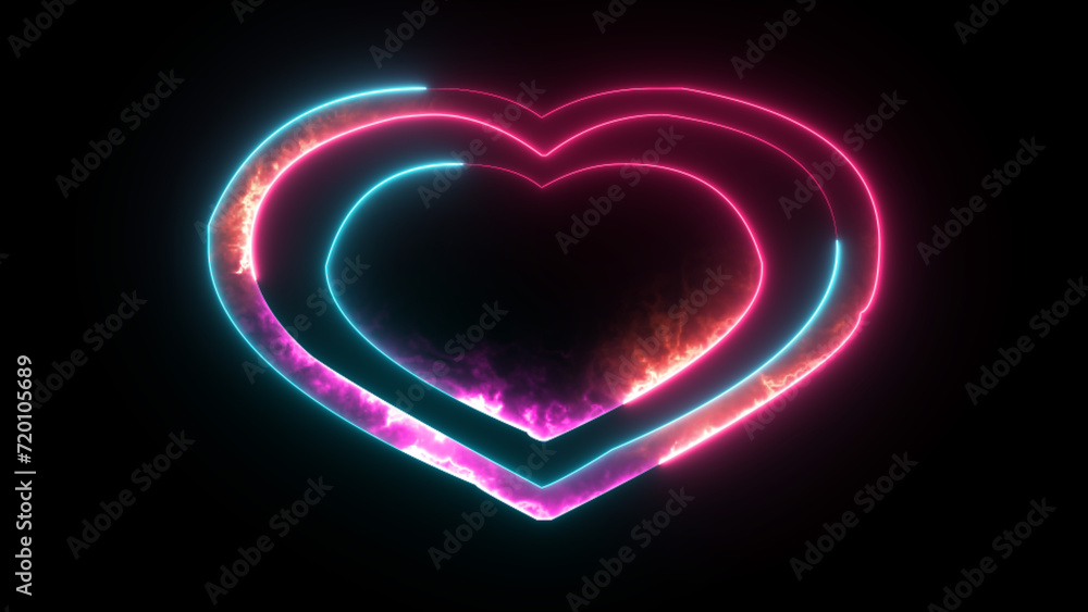 Glowing neon heart sign. Valentine day holiday decoration love symbol on black background . Vector illustration. Glowing neon heart sign. Valentine day holiday decoration love symbol on black background . Vector illustration.