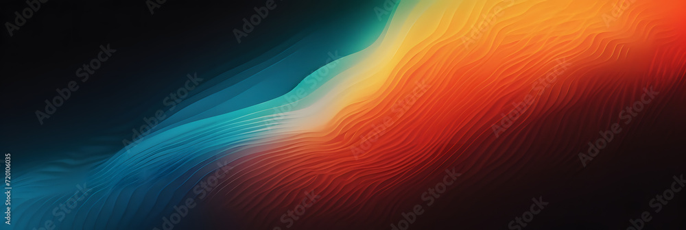 Vibrant rainbow, orange blue teal white psychedelic grainy gradient color flow wave on black background, music cover dance party poster design. Retro Colors from the 1970s 1980s, 70s, 80s, 90s style Vibrant rainbow, orange blue teal white psychedelic grainy gradient color flow wave on black background, music cover dance party poster design. Retro Colors from the 1970s 1980s, 70s, 80s, 90s style