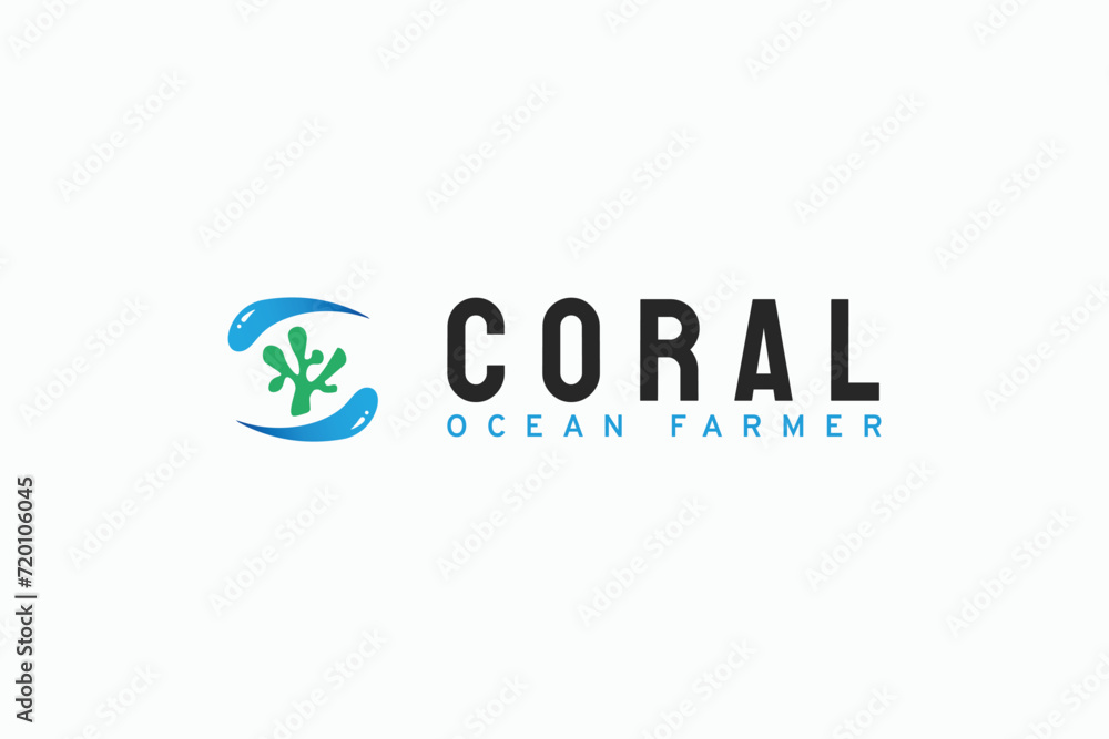 modern coral ocean farmer logo icon vector design background. nature abstract coast reef and coral farm logo design vector illustration with colorful, flat and elegant styles modern coral ocean farmer logo icon vector design background. nature abstract coast reef and coral farm logo design vector illustration with colorful, flat and elegant styles